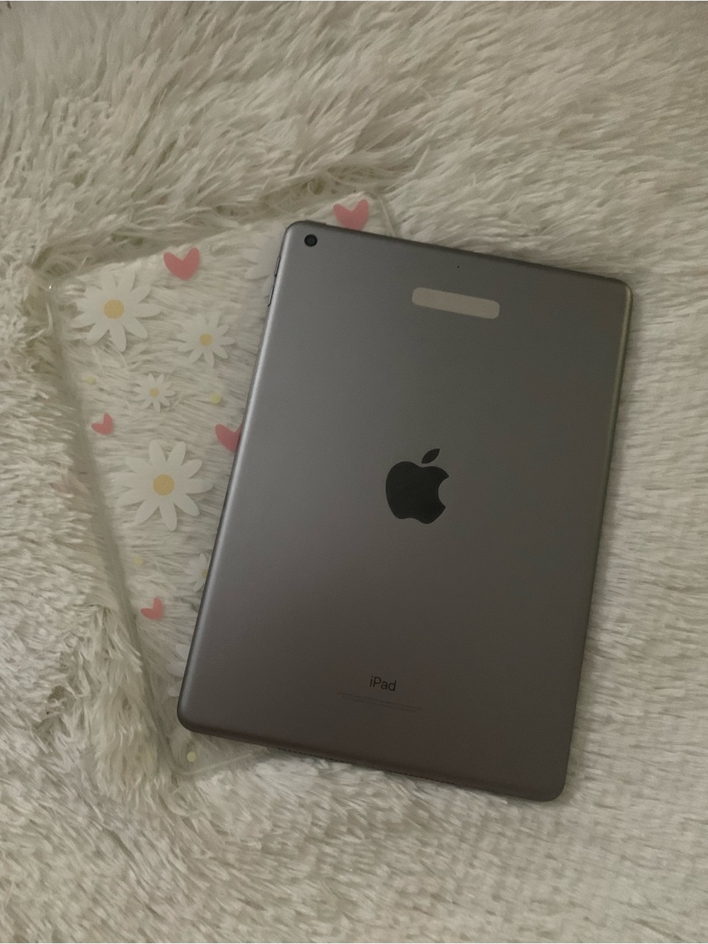 Apple iPad in Gray with Clear Floral Heart Case